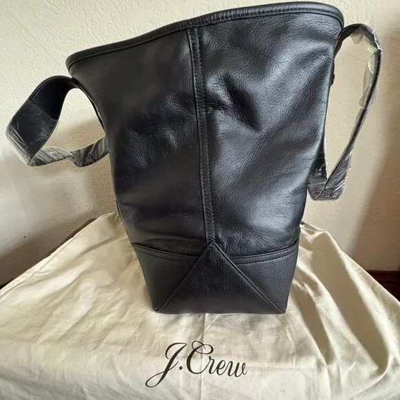 J. Crew Black Leather Tote Bag - Picture 3 of 10